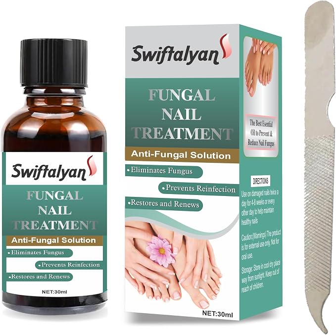 Swiftalyan Fungal Nail Treatment Oil 30ml + Nail File – Natural Anti-Fungal Solution for Toenails & Fingernails