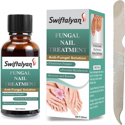 Swiftalyan Fungal Nail Treatment Oil 30ml + Nail File – Natural Anti-Fungal Solution for Toenails & Fingernails
